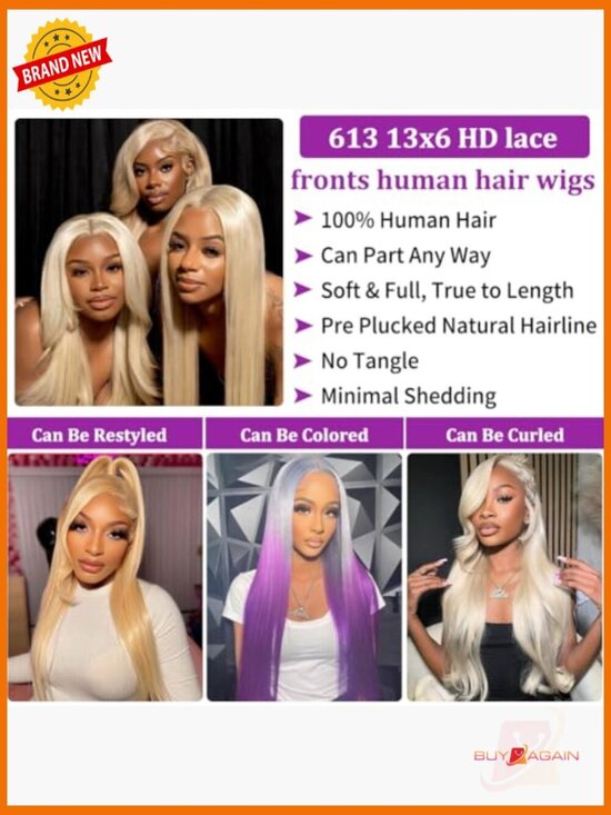 32Inch 13x6 Lace Front Wig Human Hair 200 Density Straight Pre Plucked main image 6